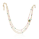 Gold Plated DOR Kundan Pearl String Necklace Set
