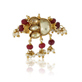 Gold Plated Kundan Ruby Ring