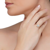 Dainty Rose Plated Zircon Halo Ring