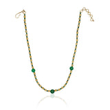 Gold Plated DOR Green Onyx Gold Bead Necklace Set
