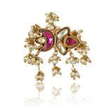 Gold Plated Kundan Pearls Ring