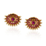 Chaitra Ruby Temple Stud Earrings