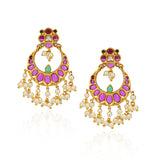 Chaitra Ruby Kundan Chandbali Earrings