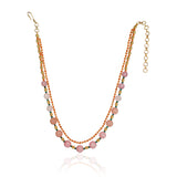 Gold Plated DOR Pink Onyx Carnelian Necklace Set