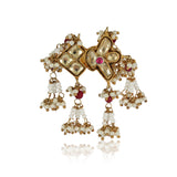 Gold Plated Kundan Pearl Ring