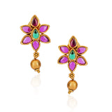 Chaitra Floral Ruby Jadau Stud Earrings