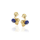 Gold Plated DOR  Blue Onyx Three Line String Necklace Set