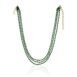 Gold Plated DOR Green Onyx Gold Bead Necklace Set