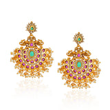 Chaitra Ruby Pearl Chandbali Earrings