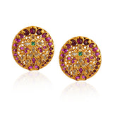 Chaitra Floral Ruby Jadau Stud Earrings