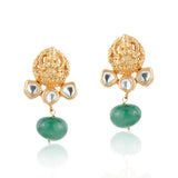 Gold Plated Sankranti Temple Green Laxmi Necklace Set