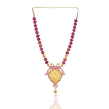 Gold Plated Sankranti Temple Ruby Necklace