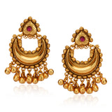 Chaitra Gold Plated Temple Chandbali Earrings