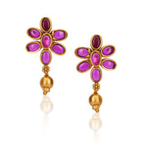 Chaitra Flower Ruby Jadau Stud Earrings