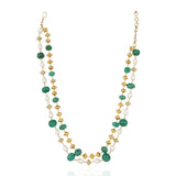 Gold Plated Tarana Green Onyx Gold Bead String