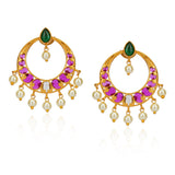 Chaitra Ruby Kundan Chandbali Earrings
