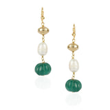 Gold Plated Tarana Green Onyx Gold Bead String