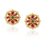 Chaitra Ruby Jadau Flower Stud Earrings