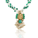 Gold Plated Sankranti Temple Green Onyx  Necklace Set