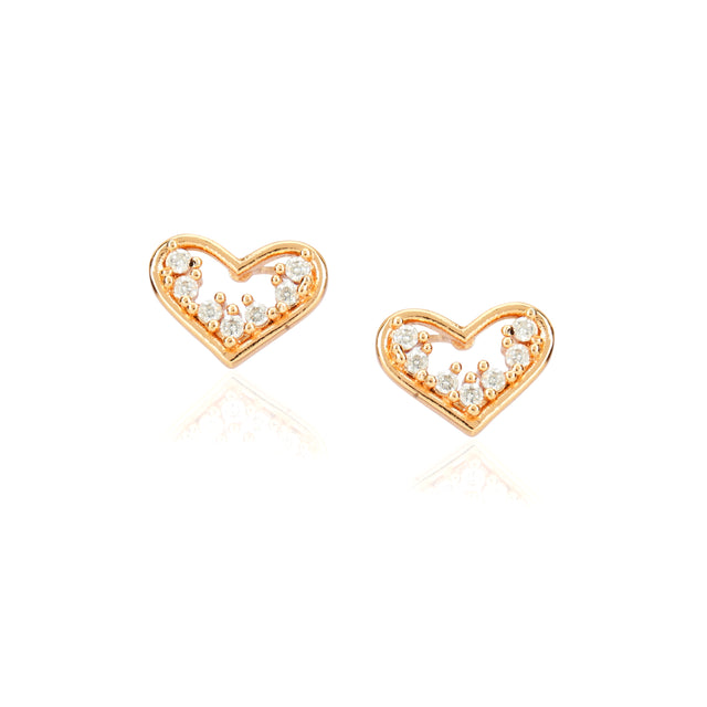 Forever Zircon Heart  Rose Gold Plated Earrings