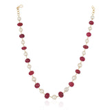 Gold Plated Tarana Ruby Pearl String