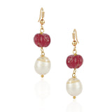 Gold Plated Tarana Ruby Pearl String