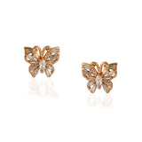 Forever Zircon Baguette Butterfly Rose Plated Stud Earrings