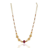 Gold Plated Tarana Ruby Onyx Moti Ball String