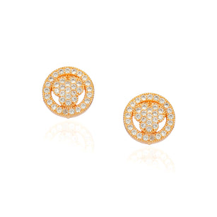 Forever Zircon Leaf  Rose Plated Stud Earrings