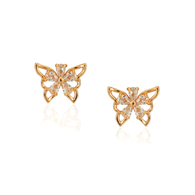 Forever Zircon Butterfly Rose Plated Stud Earrings