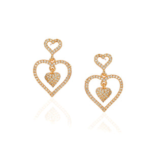 Forever Zircon Dangling Hearts Earrings