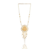 Gold Plated Sankranti Temple White Necklace Set