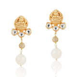 Gold Plated Sankranti Temple White Necklace Set