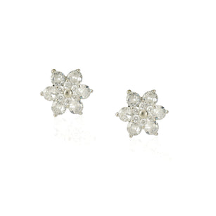 Forever Zircon Flower Silver Plated Stud-Earrings