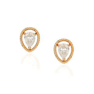 Forever Drop Zircon Rose Plated Stud Earrings