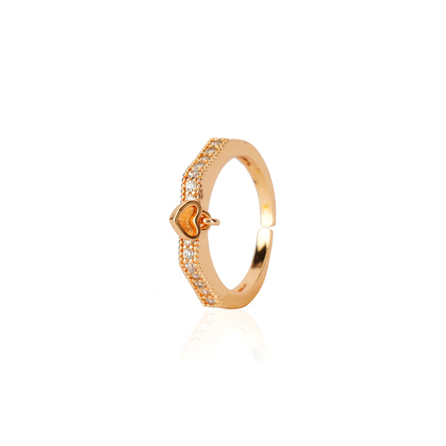 Forever Zircon Heart Charm Rose Gold Plated  Ring