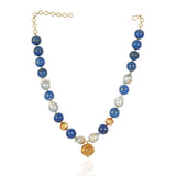 Gold Plated Tarana Lapis Baroque Pearl String