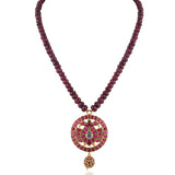 Gold Plated Pacchi Ruby Ball Necklace Set