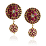 Gold Plated Pacchi Ruby Ball Necklace Set