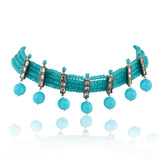 Silver Plated Pacchi Turquoise Choker Set
