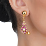 Gold Plated Sankrant Red Ambi Kundan Necklace Set