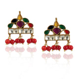 Gold Plated Pacchi Navrattan Coral Choker Set
