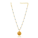 Grishma Gold Plated Lakshmi Green Onyx Necklace Set