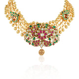 Gold Plated Pacchi Red Green Necklace Set