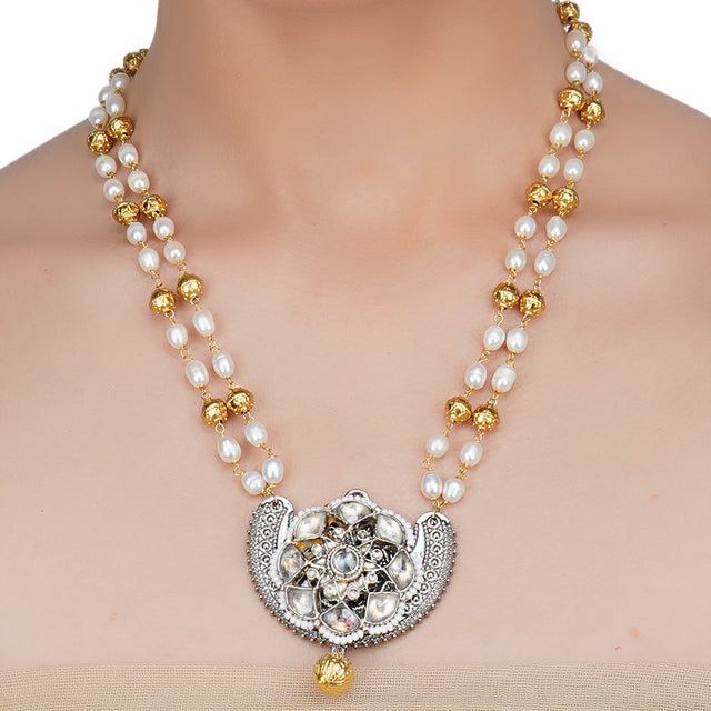Gold & Silver Plated Sankrant Kundan Necklace