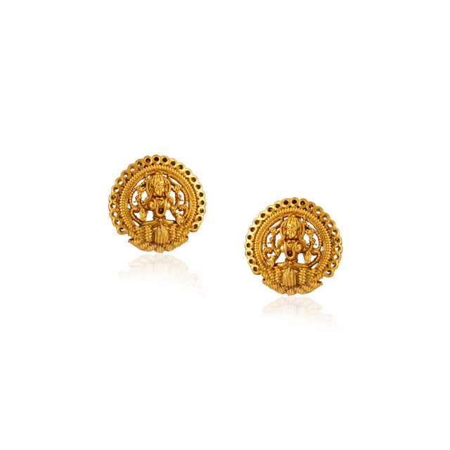 Grishma Gold Plated Lakshmi Ruby Necklace Set