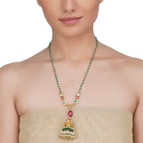 Gold Plated Sankrant Kundan Jhumki Tassel Necklace
