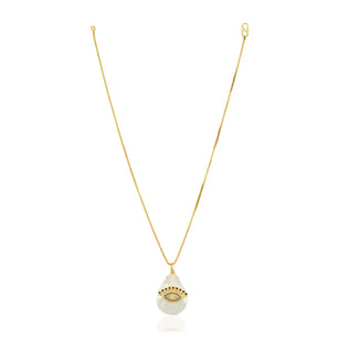 Zircon Grishma Gold Plated Evil Eye MOP Pendant Chain