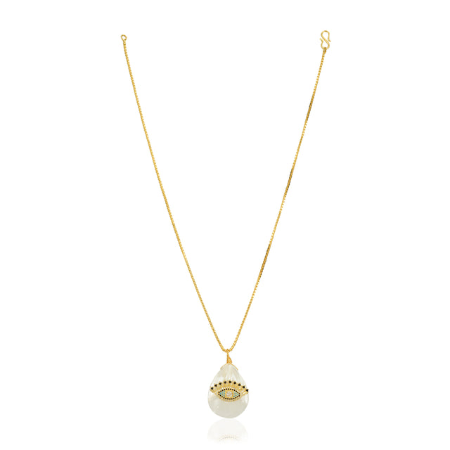 Grishma Gold Plated Evil Eye MOP Pendant Chain