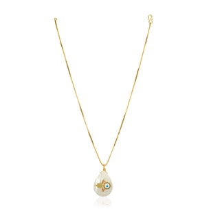 Grishma Gold Plated Hamsa MOP Pendant Chain